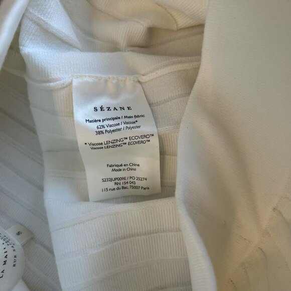 BEST Sezane Leonine Knit Midi Skirt Small Ecru Ivory Off White French Stretchy - Picture 9 of 11